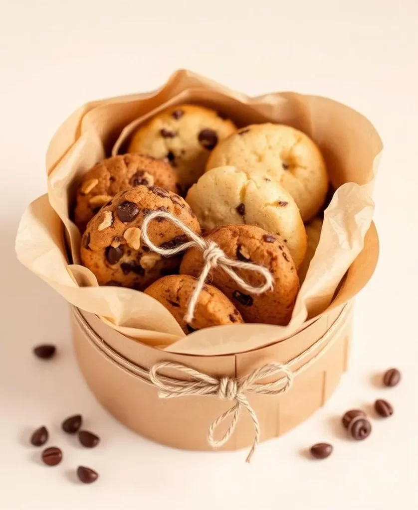 Grandma’s gift box of assorted cookies tied with twine